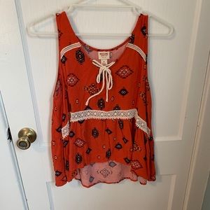 Patterned Tank Top Blouse
